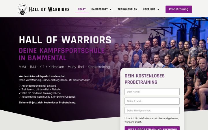 Screenshot of hallofwarriors.de