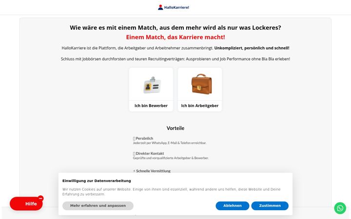 Screenshot of hallokarriere.de