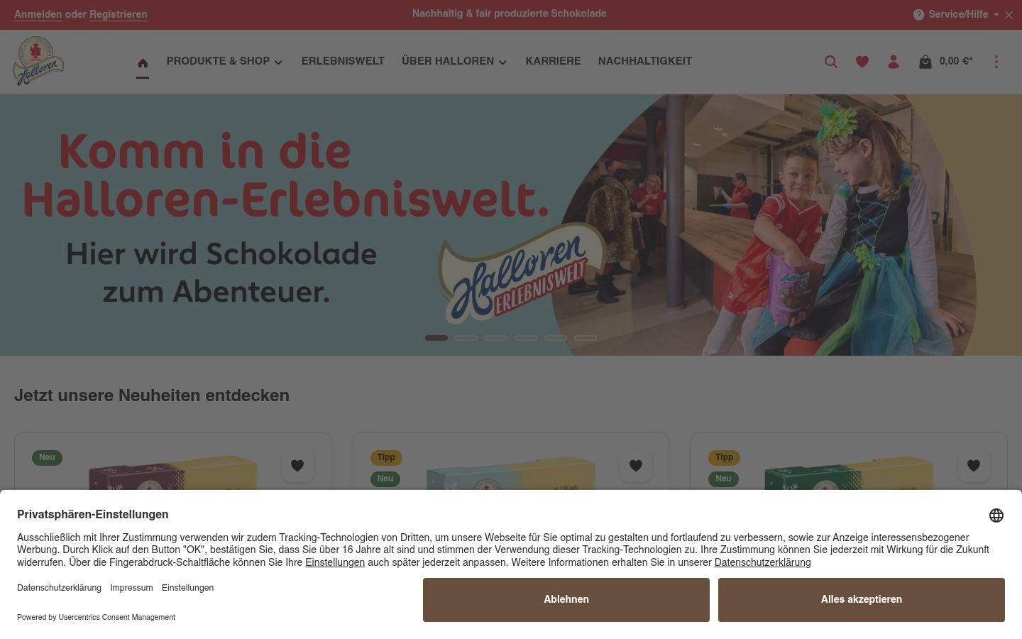Screenshot of the consent banner shown before any interaction