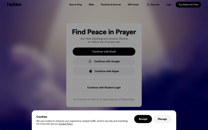 Kuvakaappaus sivustosta hallow.com