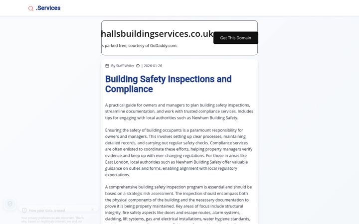 Screenshot of hallsbuildingservices.co.uk