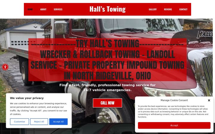 Screenshot of hallstowingandautomotive.com