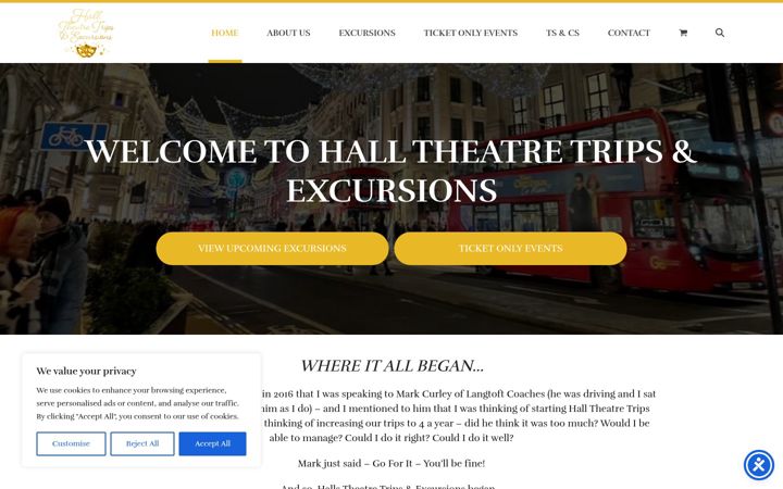 Screenshot of halltheatretrips.co.uk