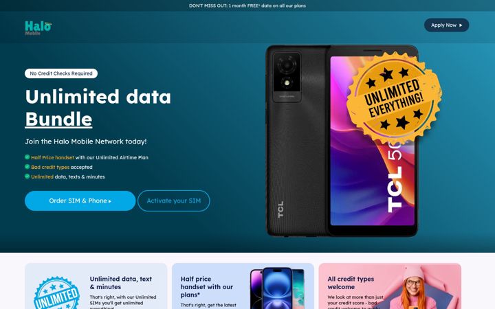 Screenshot of halo-mobile.co.uk