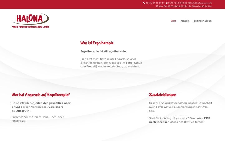 Screenshot of halona-ergo.de