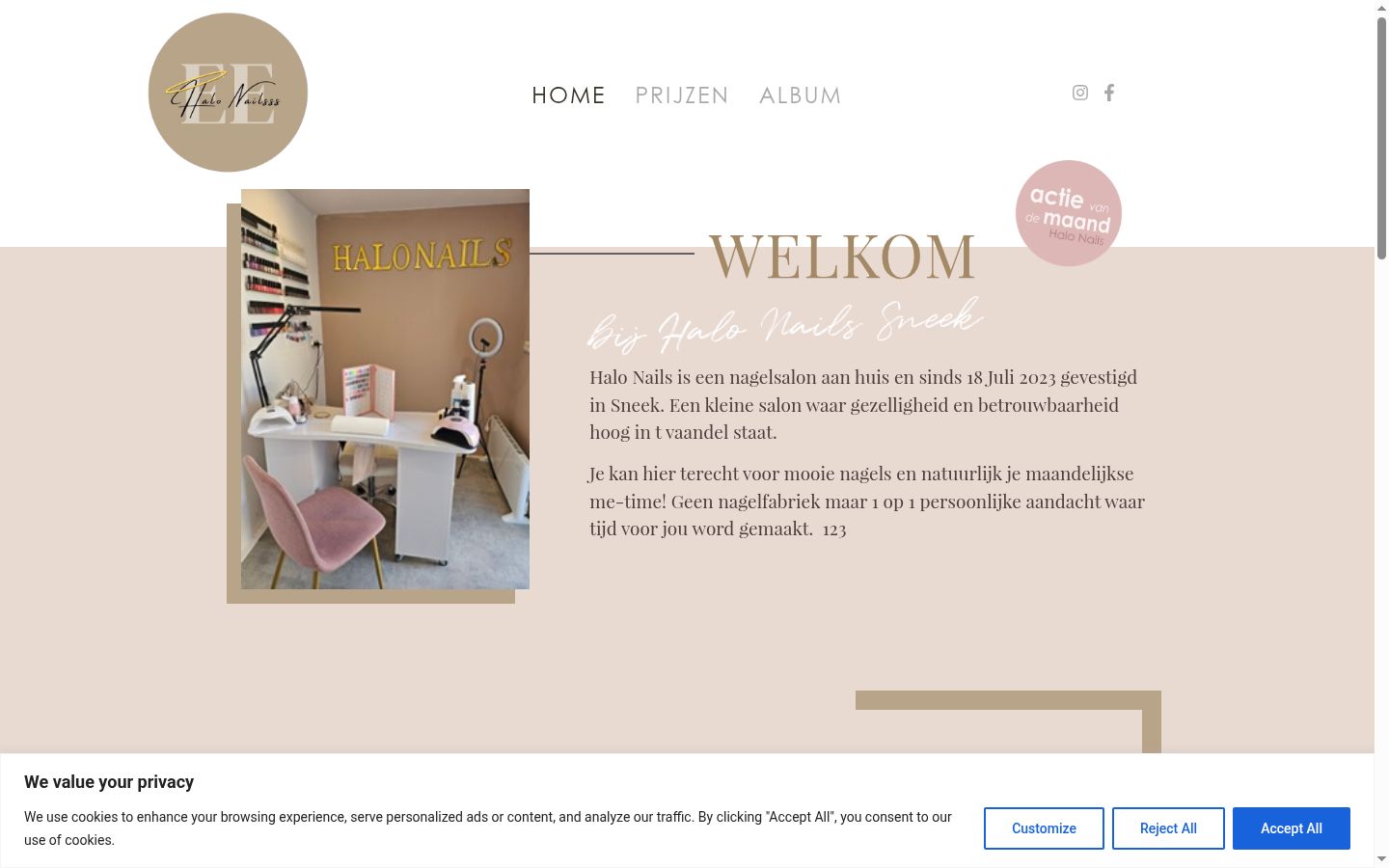 Screenshot van de toestemmingsbanner zoals getoond vóór enige interactie