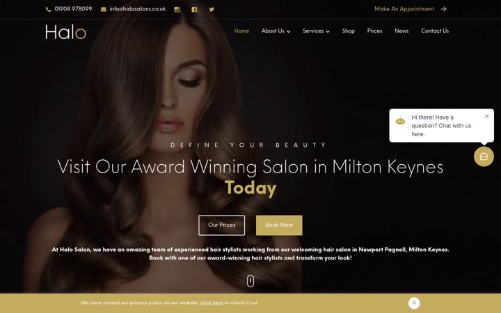 Screenshot of halosalons.co.uk