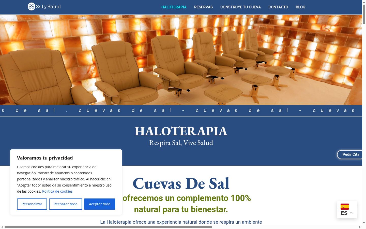 Captura de pantalla del banner de consentimiento mostrado antes de cualquier interacción