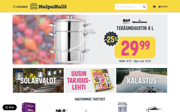 Screenshot of halpahalli.fi