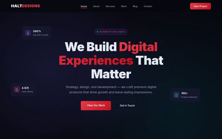 Screenshot of haltdesigns.com