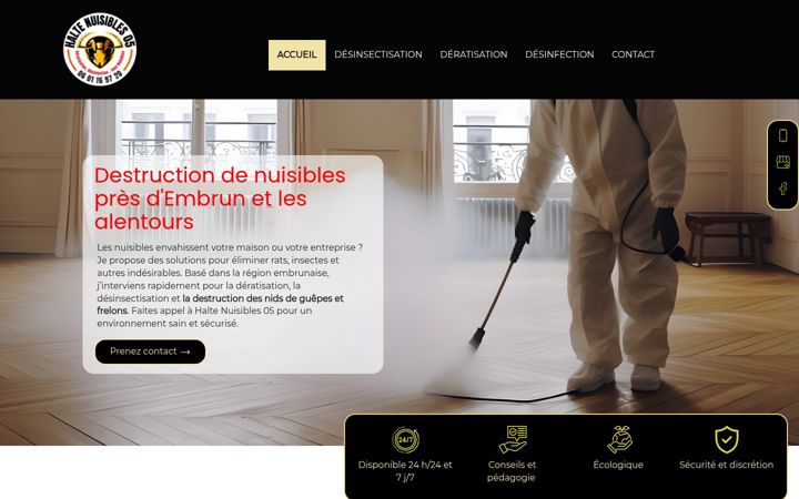 Screenshot of halte-nuisibles-frelons05.fr