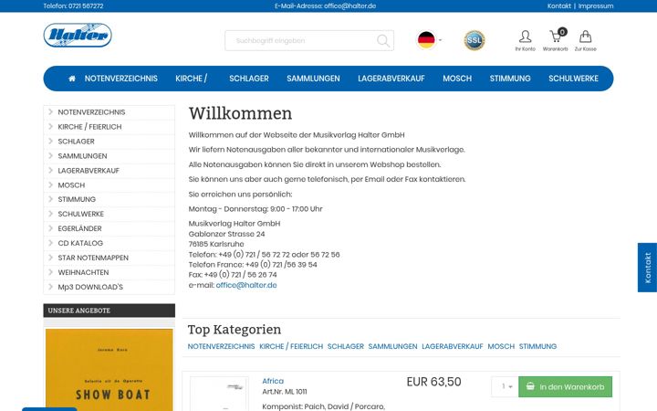 Screenshot of halter.de