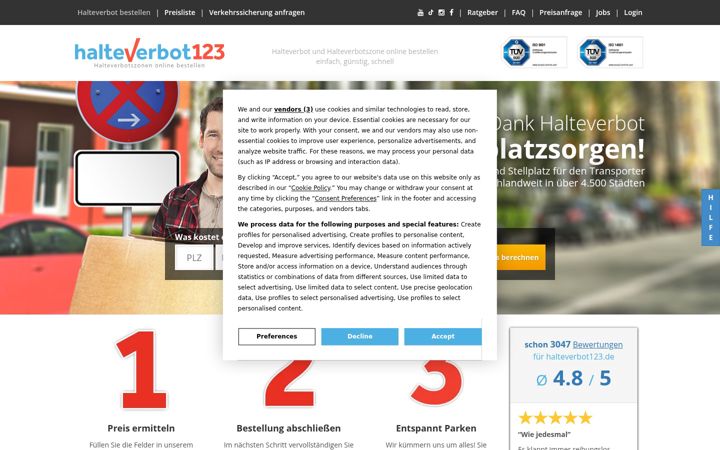 Screenshot of halteverbot123.de