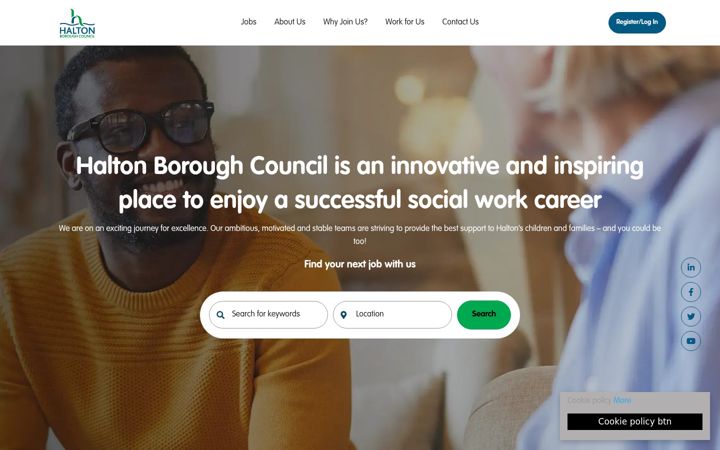 Screenshot of haltonsocialworkjobs.com