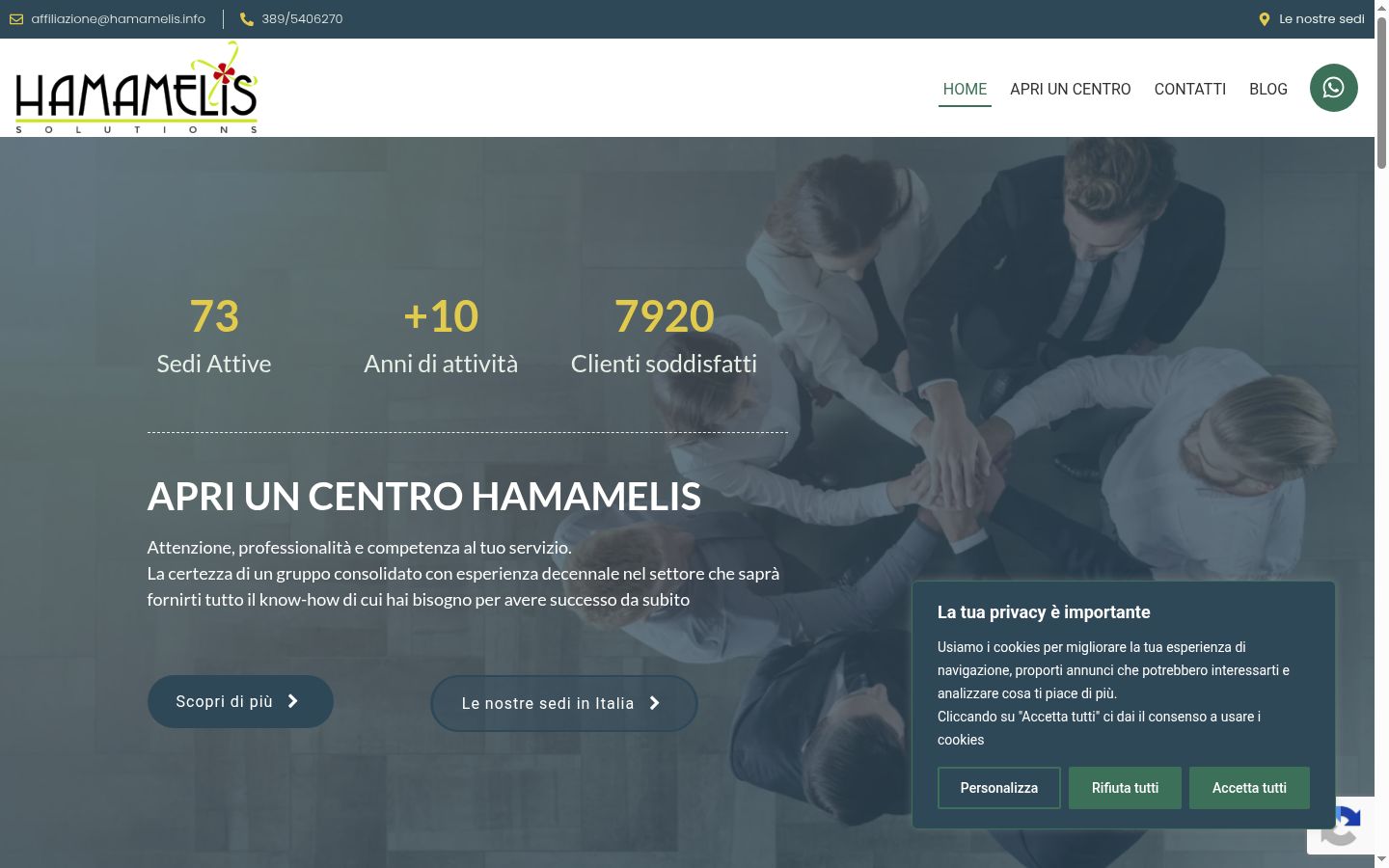 Screenshot del banner di consenso mostrato prima di qualsiasi interazione