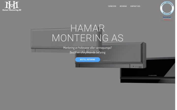 Screenshot of hamar-montering.no
