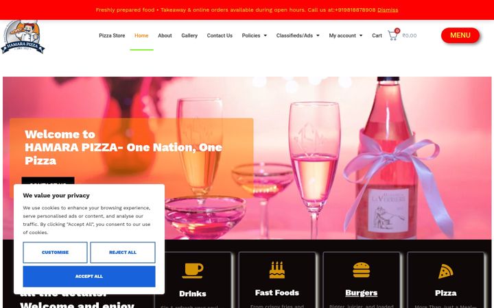 Screenshot of hamarapizza.com