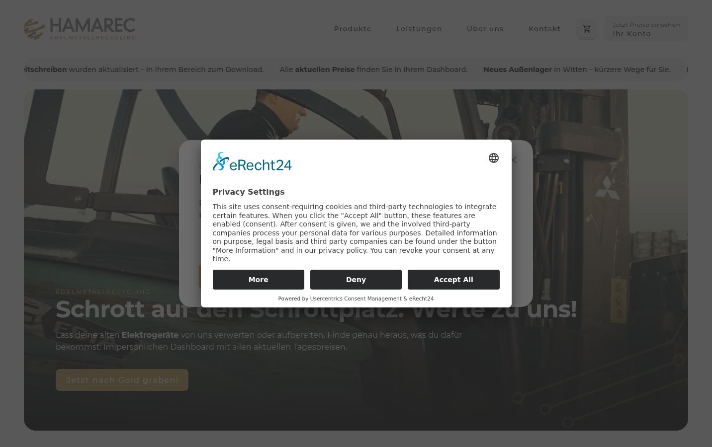 Screenshot of the consent banner shown before any interaction