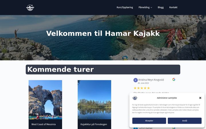 Screenshot of hamarkajakk.no