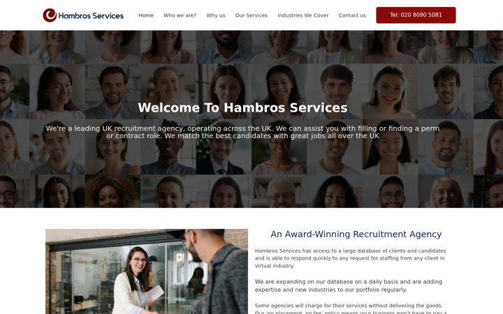 Screenshot of hambrosservices.com