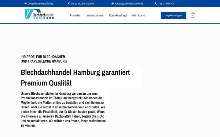 Screenshot of hamburg-blechdachhandel.de