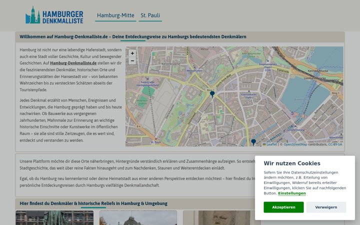 Screenshot of hamburg-denkmalliste.de