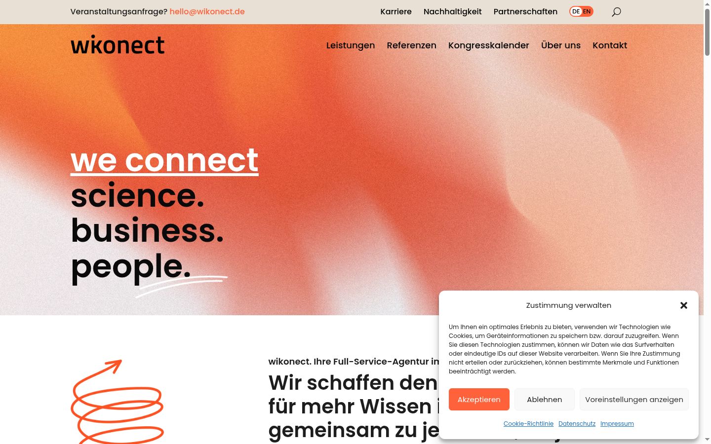 Screenshot des Einwilligungsbanners vor jeglicher Interaktion