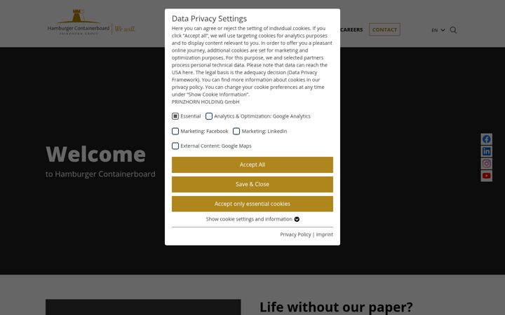 Screenshot of hamburger-containerboard.com