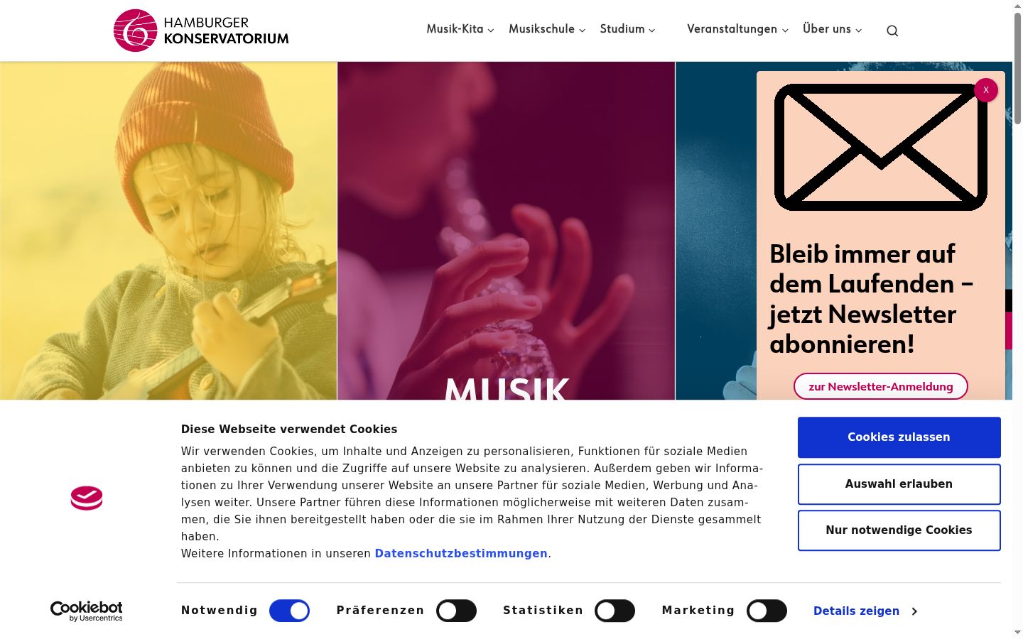 Ekrānuzņēmums ar piekrišanas baneri, kas tika rādīts pirms jebkādas mijiedarbības