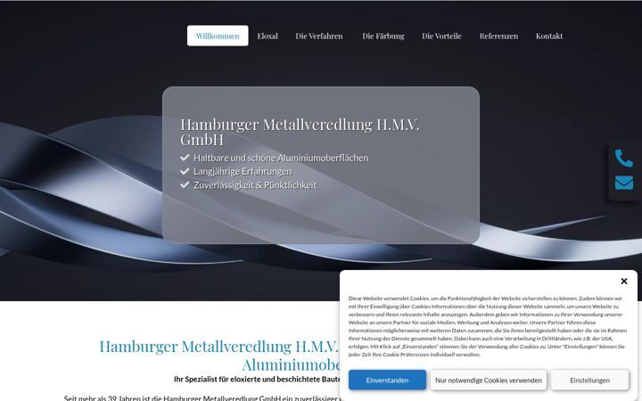 Screenshot of hamburger-metallveredlung.de