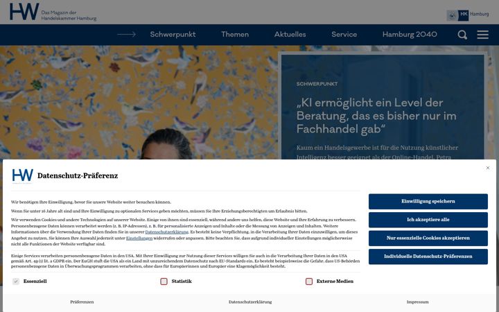Screenshot of hamburger-wirtschaft.de
