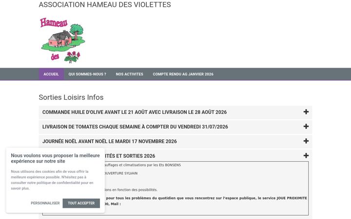Screenshot of hameaudesviolettes.fr