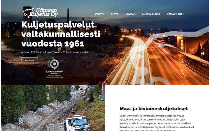 Screenshot of hameenkuljetus.fi