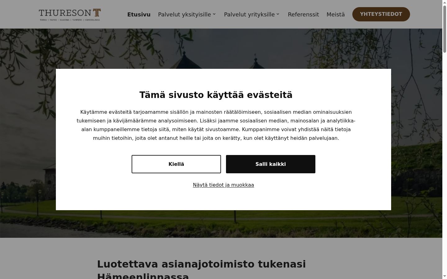 Képernyőkép a bármilyen interakció előtt megjelenő hozzájárulási bannerről