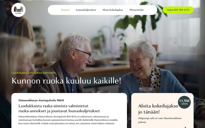 Screenshot of hameenlinnanateria.fi