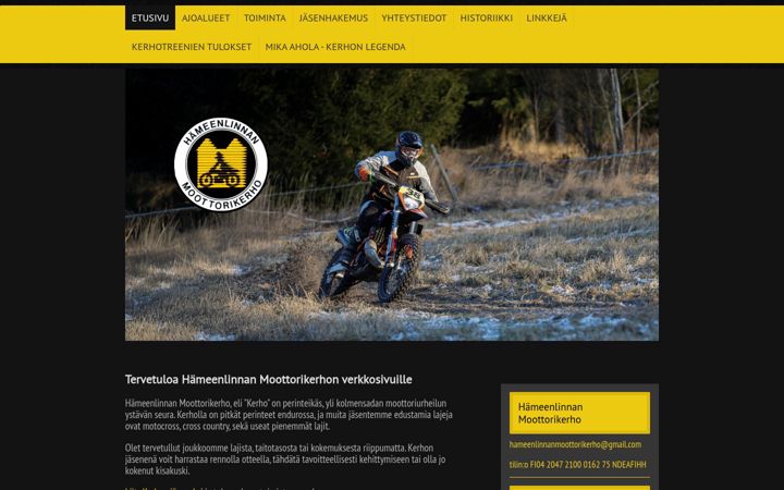 Screenshot of hameenlinnanmoottorikerho.net