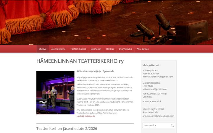 Screenshot of hameenlinnanteatterikerho.net