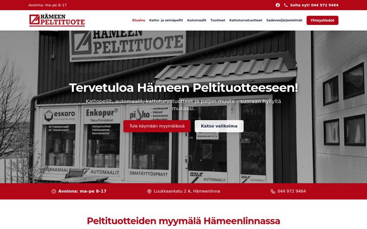 Screenshot of hameenpeltituote.fi