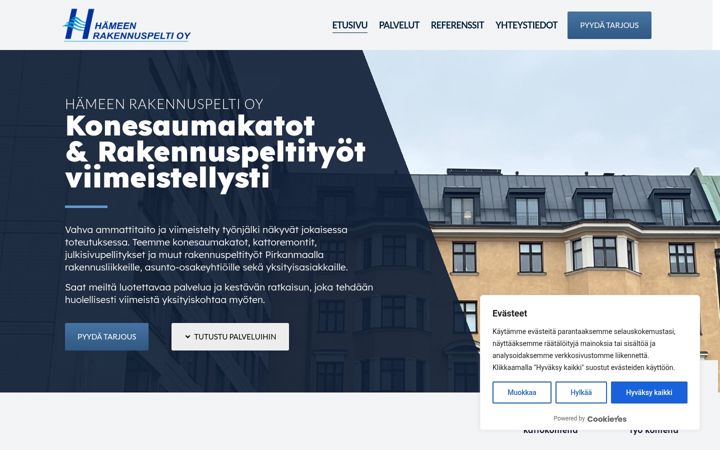Screenshot of hameenrakennuspelti.fi