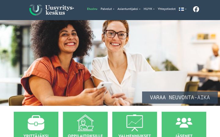 Screenshot of hameenuusyrityskeskus.fi
