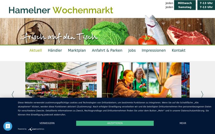 Screenshot of hamelner-wochenmarkt.de