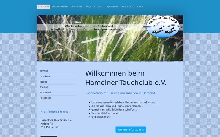 Screenshot of hamelnertauchclub.de