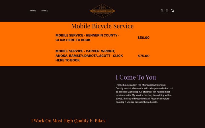 Screenshot of hamerscycle.com