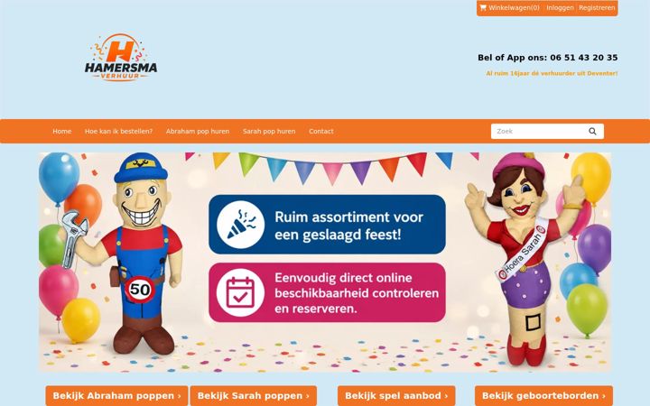 Screenshot of hamersmaverhuur.nl