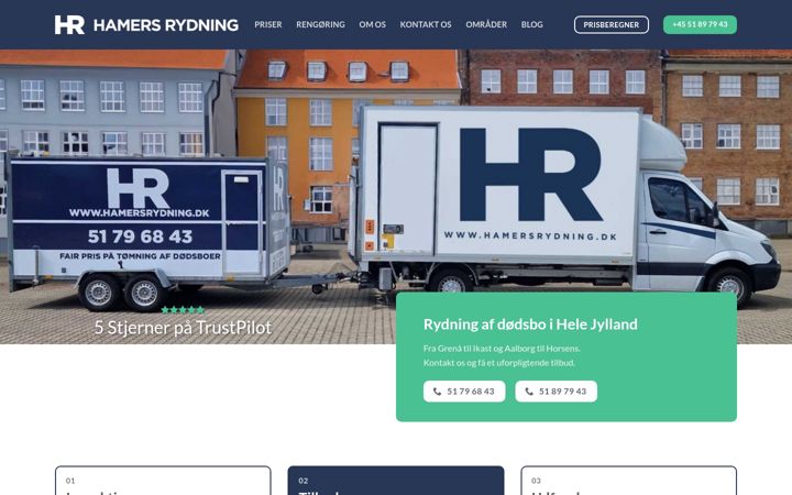 Screenshot of hamersrydning.dk