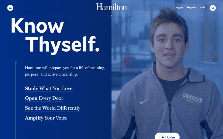 Ekraanipilt saidist hamilton.edu