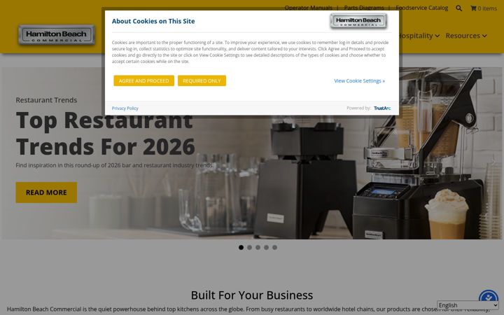 Screenshot of hamiltonbeachcommercial.com