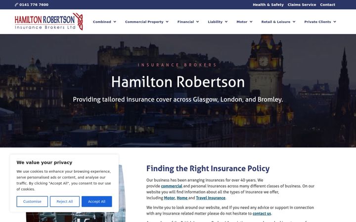 Screenshot of hamiltonrobertson.co.uk
