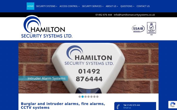 Screenshot of hamiltonsecuritysystems.co.uk