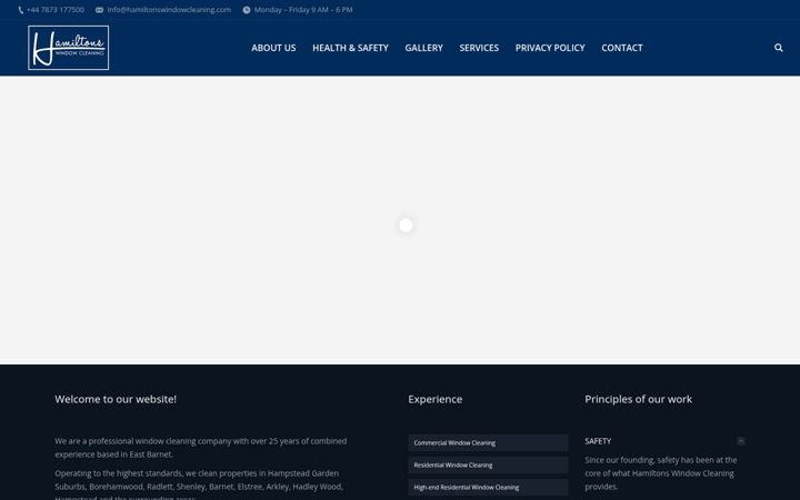 Screenshot of hamiltonswindowcleaning.com